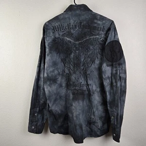 Camisa de vestir para hombre M Affliction doble cara bordada alas cruz tie dye AOP - Imagen 1 de 5