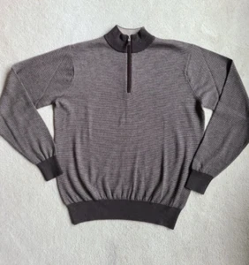 Peter Millar Extra Fine Merino Wool 1/4 Zip Sweater Men's Size Large Taupe - Picture 1 of 10