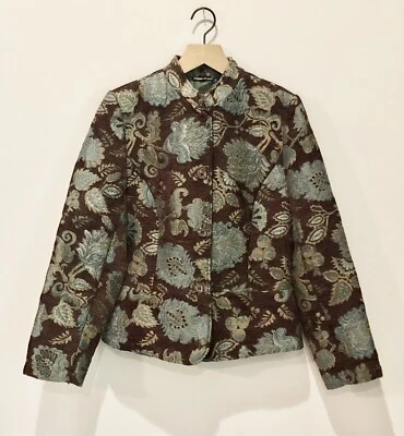 ПОРТРЕТ куртка женщин маленький цветочный гобелен парчи богемное побережье бабушка Core - Изображение 1 из 4