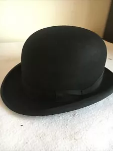Cappello Bowler Vintage Woodrow Of Piccadilly Burlington Nero Taglia 6 3/4 - Foto 1 di 6