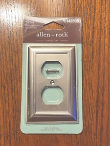 Allen + Roth Cosgrove Single Duplex Wall Plate Satin Nickel 0142899 Outlet Cover - Picture 1 of 3