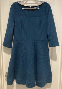 Modcloth Womens Dress L Teal Fit and Flare Sweater Dress Zipper Soft Textured - Picture 1 of 7