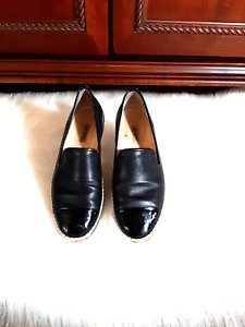 Paul Green Women's Size 9 Black Leather Espradrille Loafers