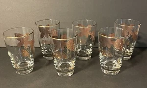 Vintage Libbey Blattgold Trinkgläser 5 1/2" Zoll 6er Set Bargeschirr Becher - Bild 1 von 11