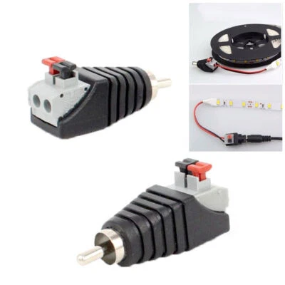 2pcs Speaker Wire A/V Cable to Audio Male RCA Adapter Connector Jack Press Plug - Image 1 of 4