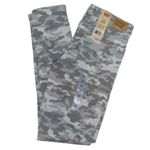 Levis Girls 710 Super Skinny Camo Denim Jeans Cotton Camo Gray - 14 - Picture 1 of 4