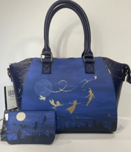 Neu mit Etikett Loungefly Disney Parks Peter Pan Nachthimmel Schulranzen Tasche Handtasche Ausweis Münzbörse - Bild 1 von 11