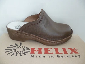 Helix Clogs Mules Mules Slippers Slippers Brown Leather - Picture 1 of 7