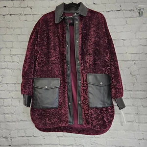 NWT Bernardo Women's Burgundy Faux Fur / Leather Lined Jacket SZ SM - Picture 1 of 16