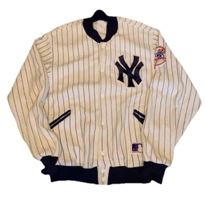 VTG RARE MLB NEW YORK YANKEES FELCO PINSTRIPED DUGOUT BOMBER JACKET MENS Xl - Picture 1 of 6