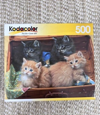 Kodacolor Yellow & Gray Kittens “Ready To Go” 500 Piece Puzzle 13x19” Cats Kitty - Image 1 of 4