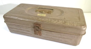 Vtg Union Metal Tool Box Tackle Box #4013 TAN SWIRL "Buy Union & Be Right" USA - Picture 1 of 15