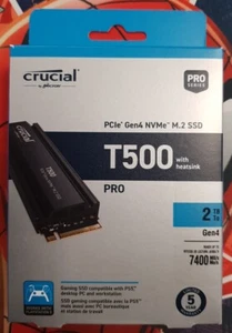 Crucial T500 2TB SSD PCIe Gen4 NVMe M.2 Internal Gaming PS5 SSD with Heatsink - Afbeelding 1 van 4