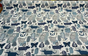 Swavelle Party Animal Cats Dogs Jacquard Atlantic Blue Fabric By the yard - Picture 1 of 6