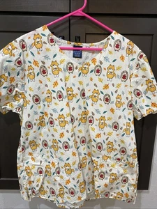 ZOE + CHLOE Scrub Top Thanksgiving Print - Women's Sz XL Cute Animals - Picture 1 of 5