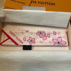 Louis Vuitton × Takashi Murakami Bandeau M94969 Cherry Blossom Pink Silk Scarf - Picture 1 of 4
