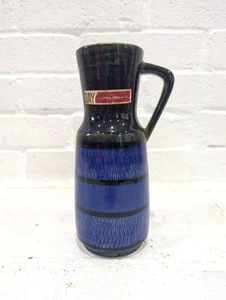 Jarrón de cerámica vintage de Alemania Occidental de Bay Contura 267-20 jarra azul de 8" de alto - Imagen 1 de 10