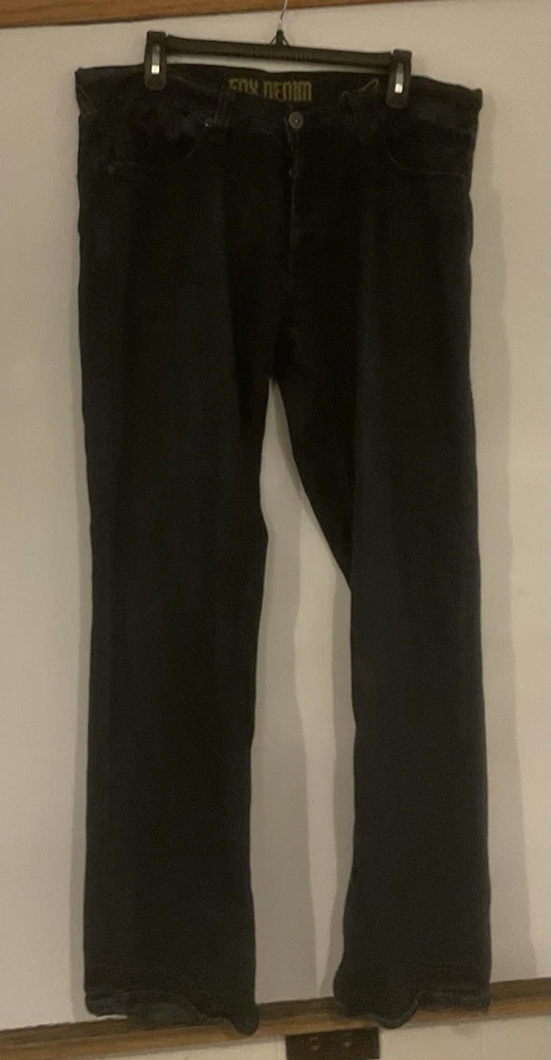 Pantalones de mezclilla Fox para hombre 34 X 32 negros revólver botón mosca pierna recta informales Foto 1 de 4