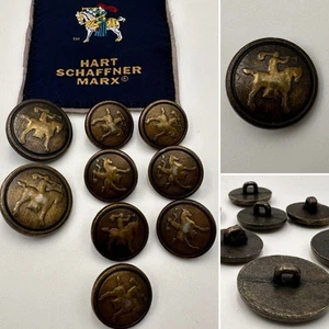 HART SCHAFFNER MARX REPLACEMENT BUTTONS KNIGHT HORSE VINTAGE BRONZE TONE LOT - Picture 1 of 9