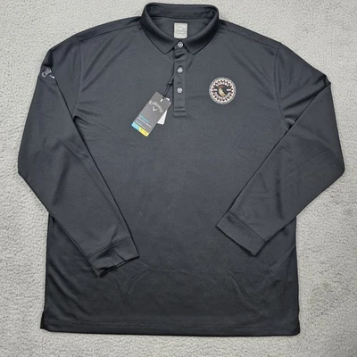 Camisa polo masculina Callaway XL preta Opti Dri manga longa golfe desempenho nova com etiquetas - Imagem 1 de 4