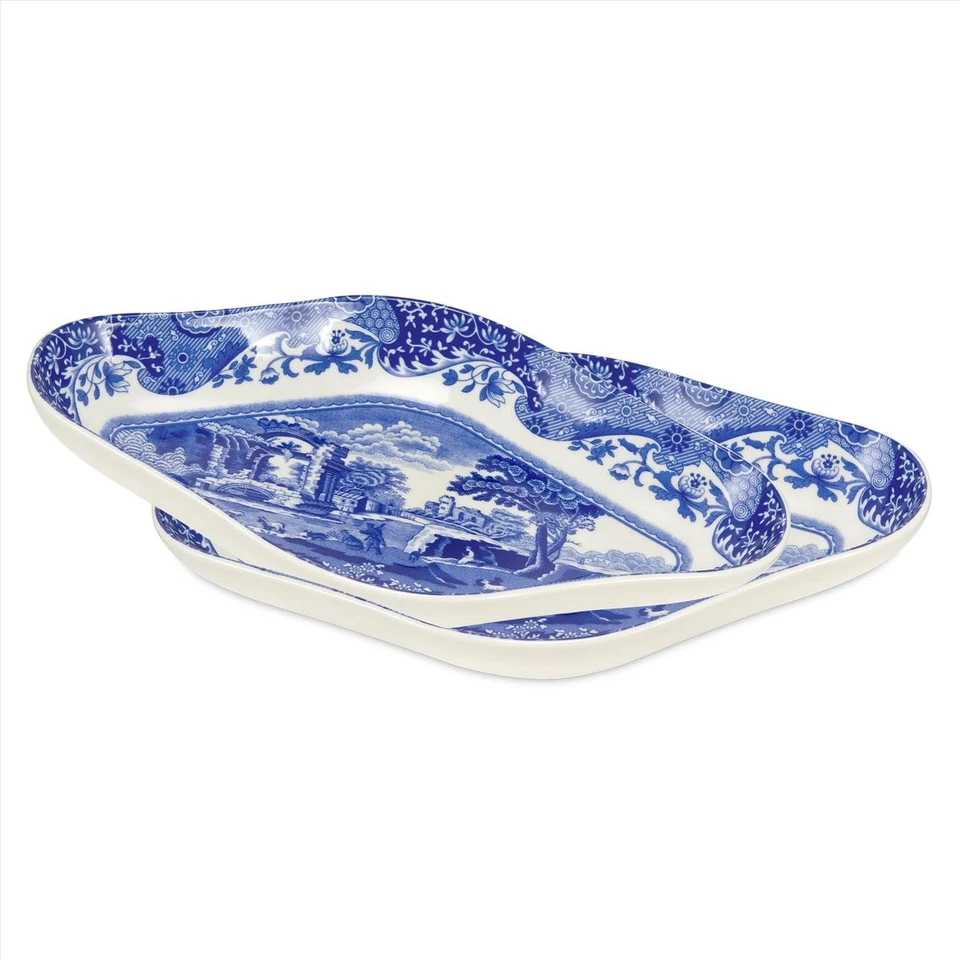 Blue Italian Pickle Dishes, Set of 2-8.5-Inch Porcelain Appetizer Trays with ... - Image 1 of 1