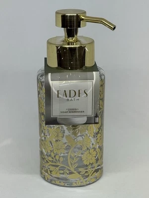 Nuevo Dispensador de Jabón Espumoso EADES Transparente Vidrio Grueso Dorado Diseño Floral Bomba Foto 1 de 4