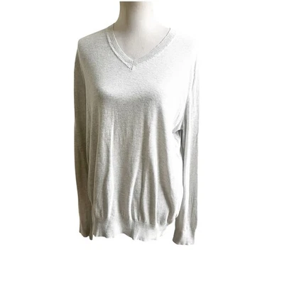 Banana Republic Linen & Silk Long Sleeve Sweater V-Neck Lightweight Size Large - Image 1 of 4