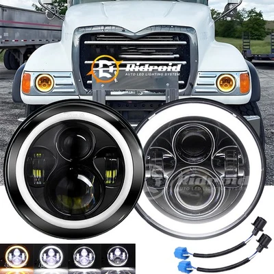 Pair Halo Led Headlights Hi/Lo Beam DRL Turn for Mack Granite CV713 Dump Trucks Foto 1 de 4