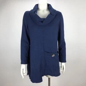 Soft Surroundings Oversized Asymmetrical Cowl Neck Thin Sweater Blue Size XS EUC - Picture 1 of 6