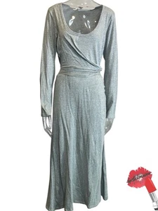 Vestido Jonathan Simkhai Mujer Grande Gris 100% Algodón Jersey Cuello Redondo Corbata Midi - Imagen 1 de 7