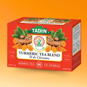 Té de hierbas de cúrcuma Tadin, 24 bolsas 1,27 fl oz, infusión suave y aromática - Imagen 1 de 6