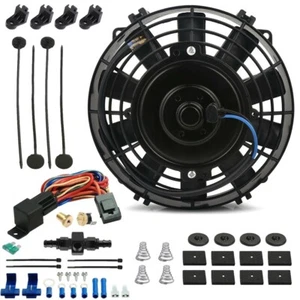 6 INCH ELECTRIC TRANSMISSION OIL COOLER FAN 6AN HOSE END ADAPTER TEMP SWITCH KIT - Bild 1 von 8