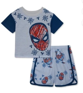 Marvels Spiderman 2 Piece Pajama Set Shirt And Shorts Boys 4T - Picture 1 of 4