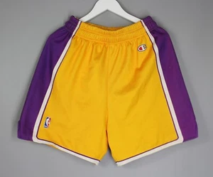 VINTAGE LOS ANGELES LAKERS SHORTS NBA BASKETBALL CHAMPION USA YELLOW SIZE LARGE - Picture 1 of 8