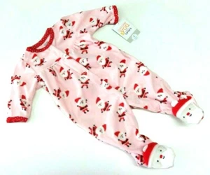 Schlafanzug USA 50/56 Strampler Carter's Fleece Winter Mädchen Weihnachten rosa - Bild 1 von 3