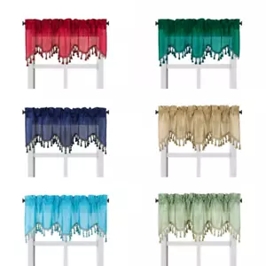 1STCK. WELLE WASSERFALL VALANCE SWAG FENSTERVORHANG MIT QUASTENVERKLEIDUNG KASKADIERENDE KUNSTSEIDE - Bild 1 von 29
