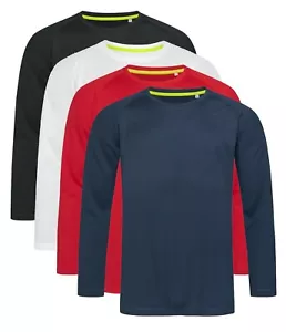 ACTIVE-DRY Plain Breathable Polyester Long Sleeve Sports T-Shirt Tshirt No Logo - Picture 1 of 5