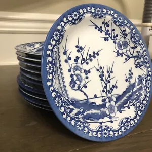 11 Gourmet Himark Kitchen White Blue Plates Chinoiserie Cherry Tree Flower - Picture 1 of 6