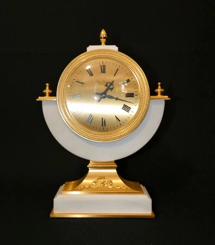 11 3/8in-8.8lbs Hour Lavigne Paris Tischuhr-Marmor Bronze Cover