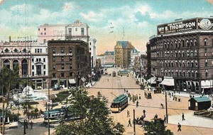 Detroit, Michigan  Postcard Monroe Avenue Campus Martius Trolleys  PM 1908    D4 - Picture 1 of 2