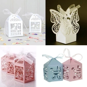 10 Wedding Christening Baby Shower Party Gift Favour Bomboniere Box Ribbon Table - Picture 1 of 42