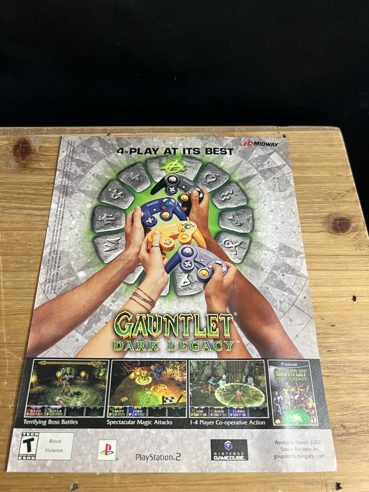 2001 MAGAZINE PRINT AD 8x10.5 PS2/GAMECUBE GAUNTLET DARK LEGACY VIDEO GAME AD - Image 1 of 1