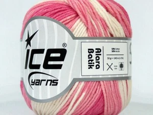 8-Skein Lot Alara Batik Yarn light cotton pink shades white - Picture 1 of 4