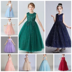 Flower Dress Baby Kids Party Wedding Lace Bow Princess Dresses Girls Bridesmaid - Picture 1 of 53