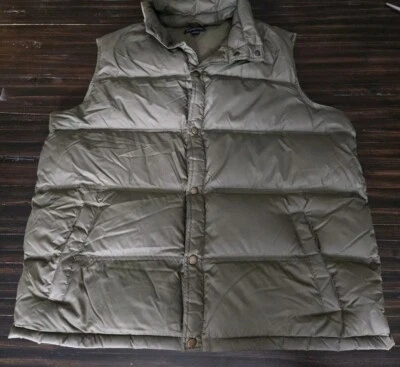 Lands' End Down Filled Puffer Vest Green Pockets Snap Up Men's XL (46-48) - Image 1 of 4