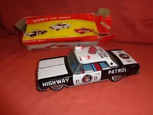 Bandai 1097 Chevy impala Police Highway Patrol Tin Friction Car 60's Japan Boxed - Picture 1 of 14