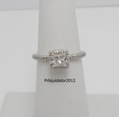 1/2CT Natural Diamond Halo Engagement Wedding Bridal Ring 14K White Gold Band - Image 1 of 4