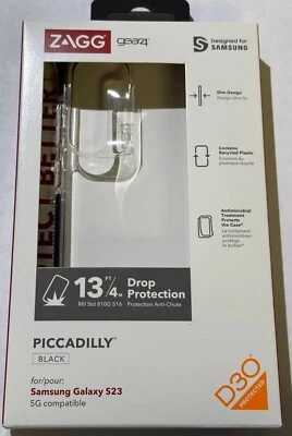 Lote de 10 fundas delgadas ZAGG Gear4 Piccadilly para Samsung Galaxy S23 - negras/transparentes Foto 1 de 2