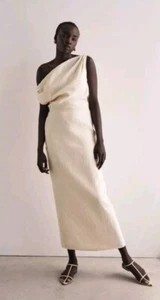 Dissh Cass One Shoulder Asym Buttermilk Linen Dress Size AU 10/US 6 Wedding/Hens - Picture 1 of 17