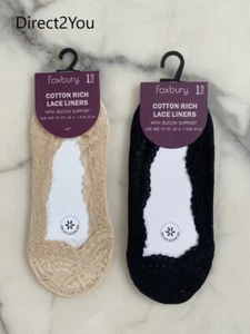 Women Ladies Footsies Shoe Liners Invisible Thin Cotton Lace Socks Anti - Slip - Picture 1 of 9